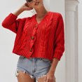 thumbnail image 3 of CAROOTU Cardigan Court à Manches Longues pour Femmes, Mode, Crochet, Nouveau, 3 of 8