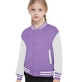 thumbnail image 2 of Girls Coats And Jackets Child Autumn Spring Long Sleeved Color Block Baseball Purple Fall Tops for Teen Girls ,1-2 Years, 2 of 4
