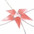 thumbnail image 2 of Angelstones Synthetic Cherry Quartz Gemstone Rock Crystal Hexagonal Pointed Reiki Chakra Pendant Pendulum, 2 of 2