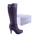 thumbnail image 5 of Bottes Mode Décontractées pour Femmes à Talons, Hauteur Genou, Plateforme, Fermeture Éclair Latérale, Boucle, Robe ( Violet, 7), 5 of 5