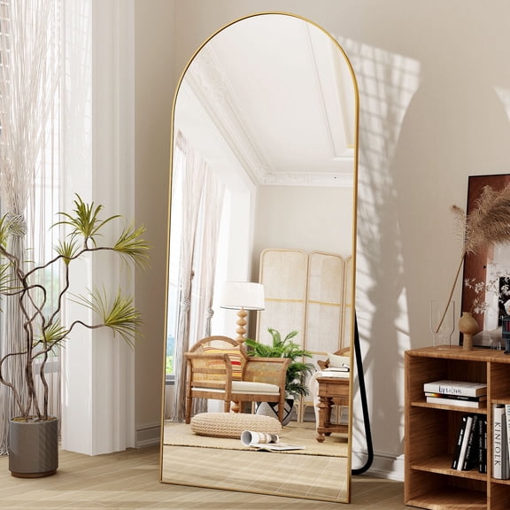 BEAUTYPEAK 71"x27" OverSized Arched Full Length Mirror Floor Mirrors for Leaning Standing , Gold