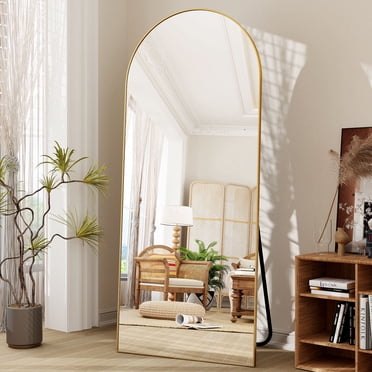 BEAUTYPEAK Miroir Pleine Longueur Surdimensionné Arqué 71"x27 Pouces Miroirs sur Pied pour Appuyer Ou Poser, Or