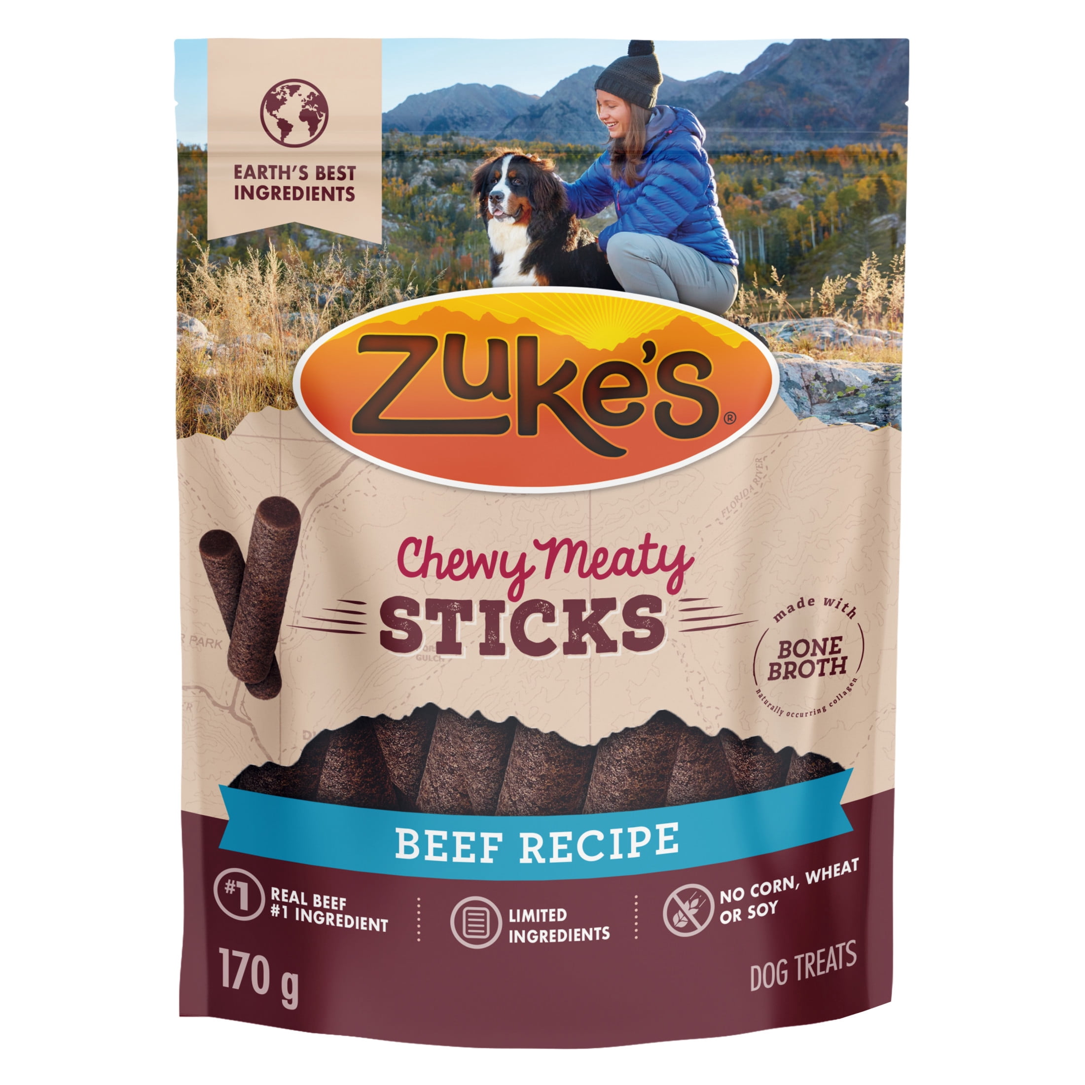 Zuke's Chewy Meaty Sticks Beef Recipe, Dog Treats, 170 g