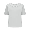 thumbnail image 4 of Timegard Chemises en Coton et Lin pour Femmes Mignonnes Froncées à Manches Bouffantes d'Été Chic Décontracté Amples à Col à Revers Hauts Blouse, 4 of 6