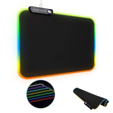 Tapis de Souris de Jeu RGB, TSV Grand Tapis de Souris Épais à DEL Étendu avec 9 Modes d'Éclairage, Tapis de Clavier d'Ordinateur Antidérapant et Imperméable Surdimensionné pour Bureau, TG/9.8x11.8 Pouces