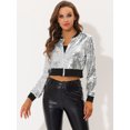 thumbnail image 3 of INSPIRE CHIC Women's Sequin Sparkle Open Front Cardigan Coat Zipper Cropped Bomber Jacket Slive XL, 3 of 5