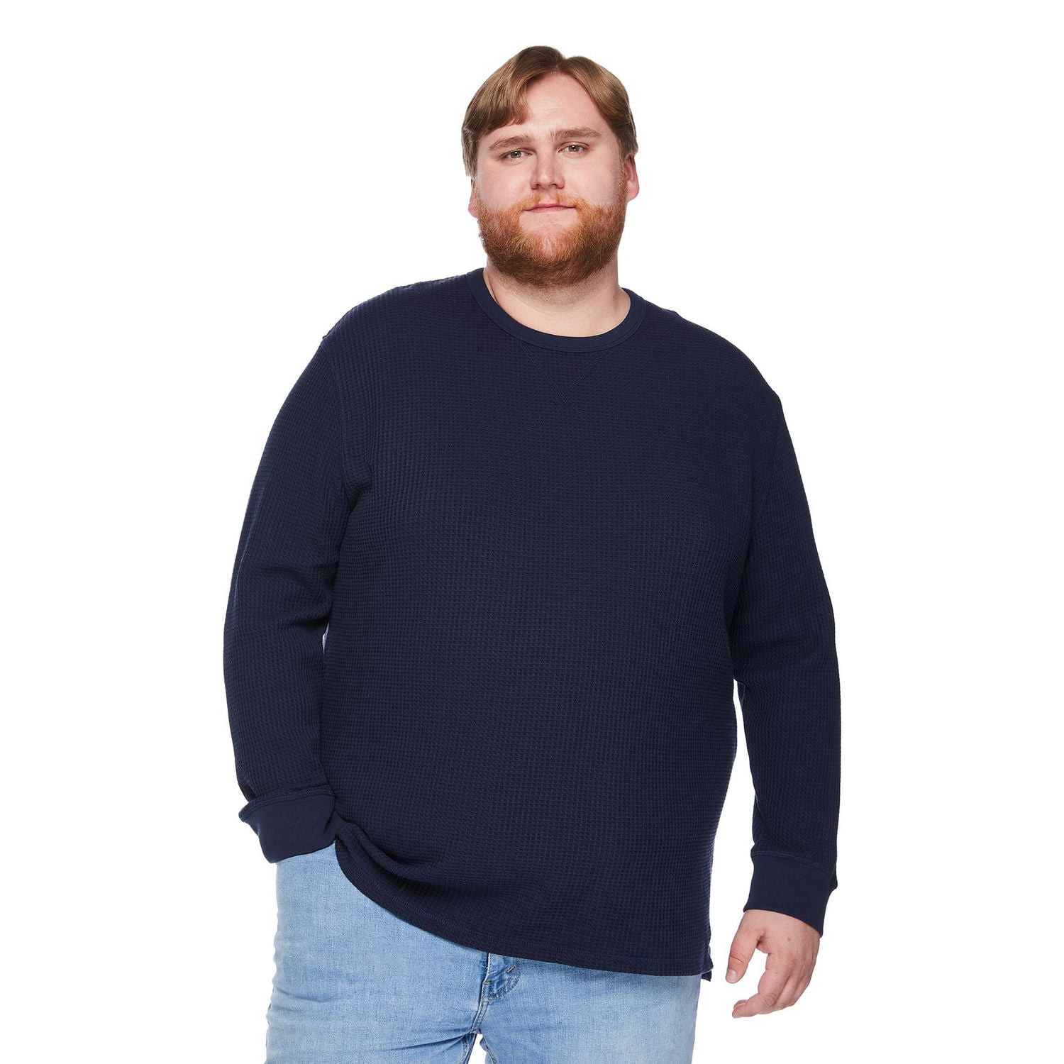 George Big Men's Waffle Crew Neckline Popover