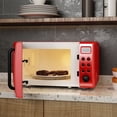 thumbnail image 4 of Costway 0.7Cu.ft Retro Countertop Microwave Oven 700W LED Display Glass Turntable Red, 4 of 10