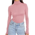 thumbnail image 3 of QATAINLAV Chandails à Col Roulé Roses pour Femmes à Manches Longues Automne Mode Basique Superposition Coupe Ajustée Doux sous-Vêtements Thermiques Hauts, 3 of 8