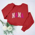 thumbnail image 2 of Culottes pour Femmes Chandail Maman Femmes Surdimensionné Paillettes Patch Maman Chandails à Col Rond Maman Imprimé Manches Longues Ample Mode Chandail S Rouge, 2 of 7