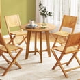 thumbnail image 4 of Gymax 31.5'' Patio Dining Table Round Teak Wood Dining Table w/ Slatted Tabletop Garden, 4 of 10