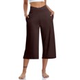 thumbnail image 1 of Pantalon Cargo à Cordon pour Femmes, Pantalon Évasé Court, Jambe Découpée, Taille Junior, Polyester, Grande Taille, Capris pour Dames, Style C-142, Brun, G, 1 of 1
