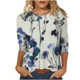 thumbnail image 2 of T-shirt Imprimé à la Mode pour Femmes T-shirt Imprimé à Manches 3/4 Blouse Col Rond Tops Décontractés T-Shirts à Manches Longues for Femmes sur Clearance, 2 of 5