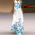 thumbnail image 2 of Pisexur Robe d'Été de Plage pour Femme, Robe Longue Formelle à Fleurs, Manches Courtes, Col en V, Décontractée, Ample, Grande Taille, avec Poches, 2 of 8