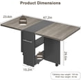 thumbnail image 2 of Garvee Table à Manger Pliant de 47,2 Pouces, Pliant et Extensible, 6 Roues et 2 Tablettes de Rangement, Gris et Noir, 2 of 8
