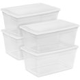 thumbnail image 1 of Sterilite 90 Qt Storage Box, Stackable Bin with Lid, Plastic Container, 4 Pack, 1 of 12
