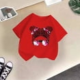 thumbnail image 5 of LUOGENLI T-Shirt pour Filles Enfant Filles Mignon Imprimé Graphique Col Rond Manche Courte Tee Été Décontracté Chemise Hauts Chemises pour Filles Longueur Genou Fluide Rouge 3-4 Ans, 5 of 5
