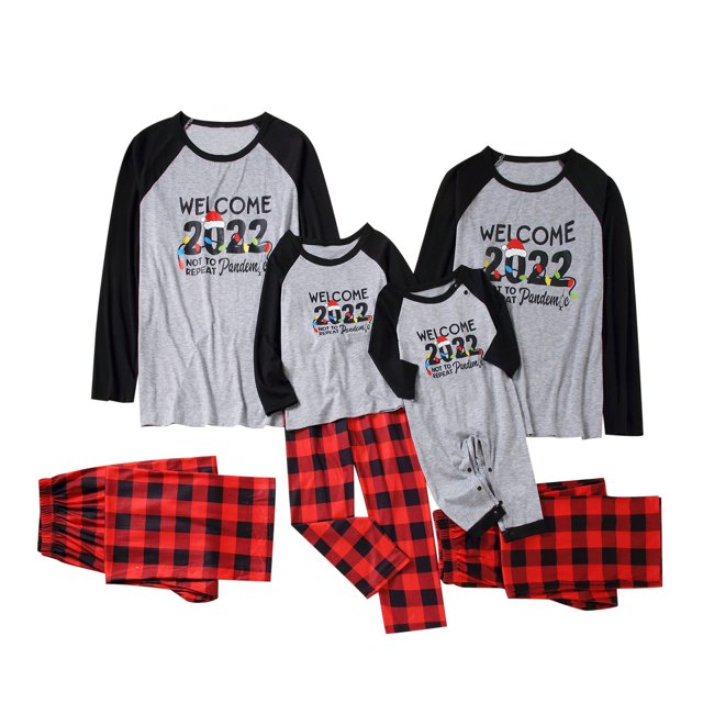 DPTALR Christmas Child Printed Blouse Tops+Pants Xmas Family Matching Pajamas Set
