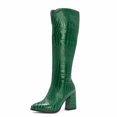 thumbnail image 4 of Autumn And Winter Thick High-heeled Pointed Toe Slim Boots Side Zipper Print Warm High-top Boots, 4 of 9