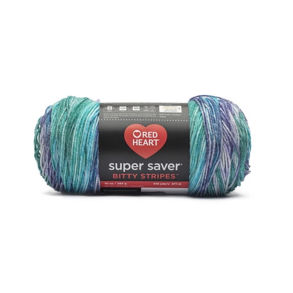 Red Heart® Super Saver® Bitty Stripes™ Fil, Acrylique #4 Moyen, 10oz/283g, 515yd