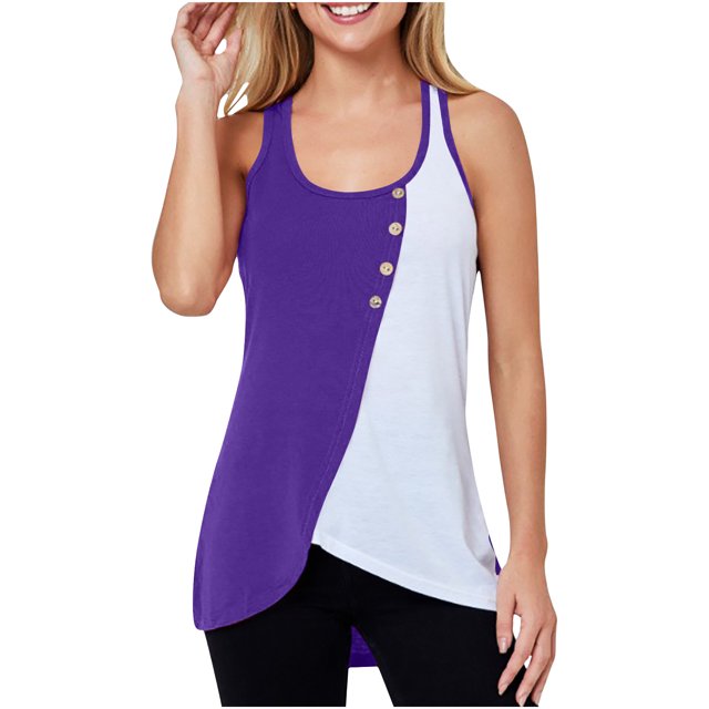 Cameland Débardeur Blouse Décontracté Uni Sans Manches à Col Rond pour Femme, à Enfiler, à Empiècements
