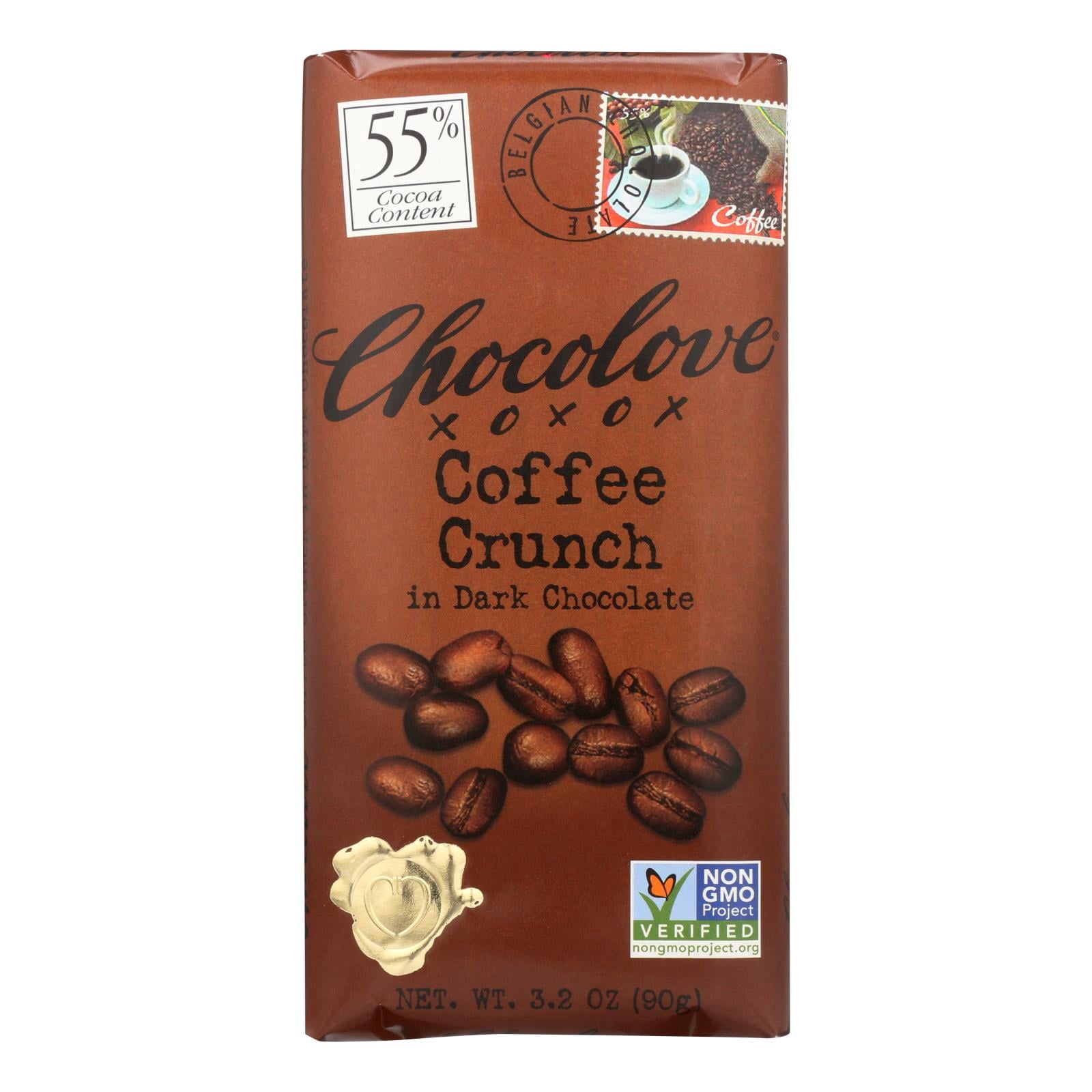 (Case of 12 ) Chocolove Xoxox - Premium Chocolate Bar - Dark Chocolate - Coffee Crunch - 3.2 oz Bars