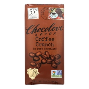 (cas de 12 ) Chocolove Xoxox - Barre de chocolat haut de gamme - Chocolat noir - Crunch de café - 3.2 oz Barres