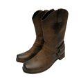 thumbnail image 3 of XZNGL Mens Leather Non-slip Slip-On Round Toe Buckle Low-heeled Shoes Cowboy Boots, 3 of 8