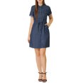 thumbnail image 1 of INSPIRE CHIC Women's Casual Button Front Summer Short Sleeve Dresses L Medium Blue, 1 of 7