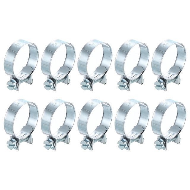 Unique Bargains 10Pack Mini Fuel Line Pipe Hose Clamp Clip, Adjustable 26-28mm, Zinc Plated