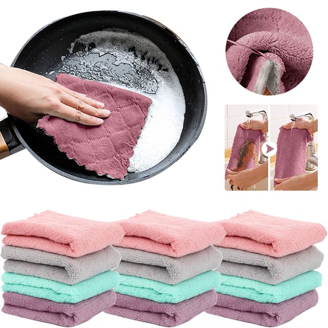 Oleegame 1PC Ten Dollar Items Absorbent Corals Dish Rag Wipe Wiping Towel Sink Cloth Home Kitchen Clean Cleaning Supplies