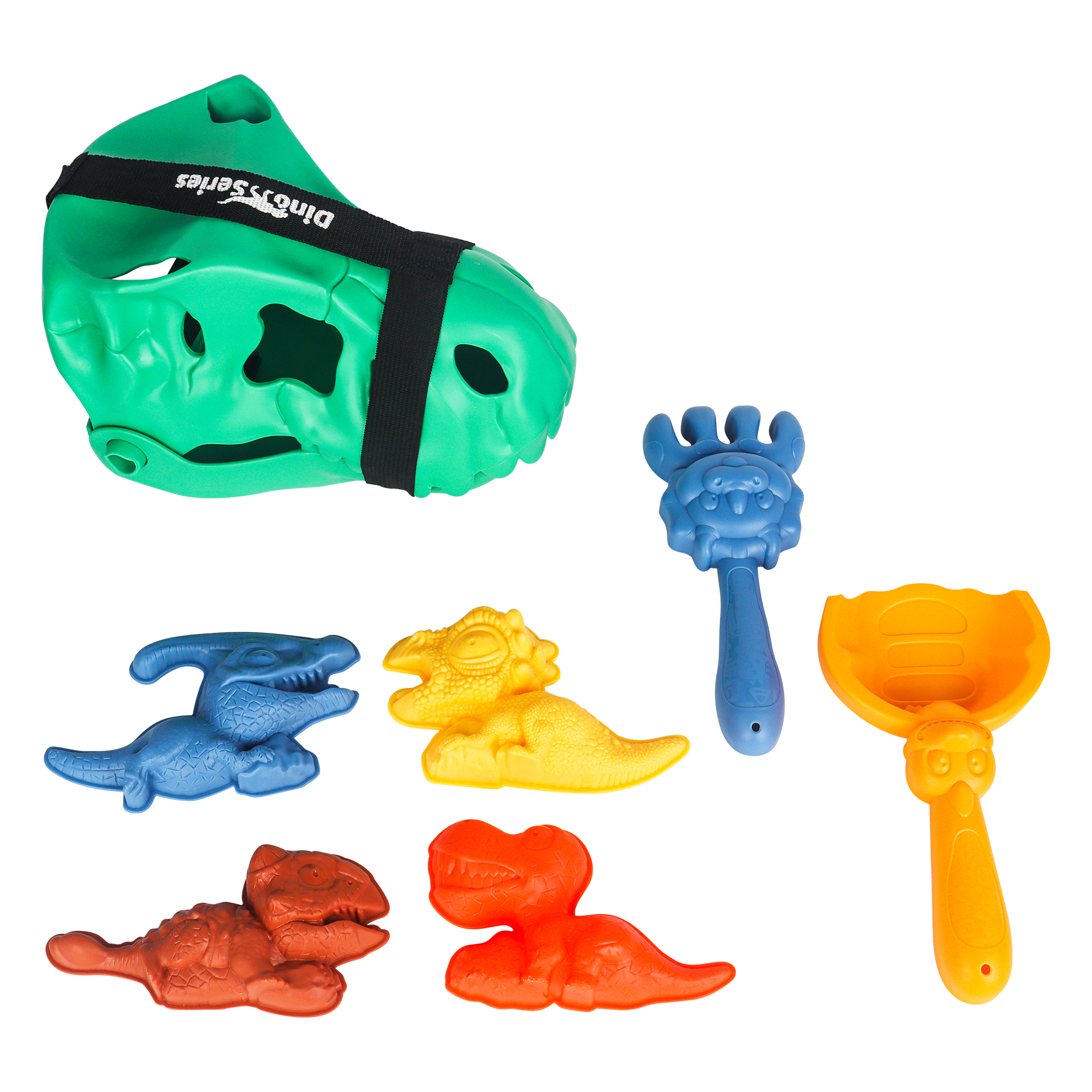 PLAY DAY PL Ensemble de jouets de plage et bac à sable dinosaures 7-en-1 – Robustes pour jeux extérieurs pour enfants