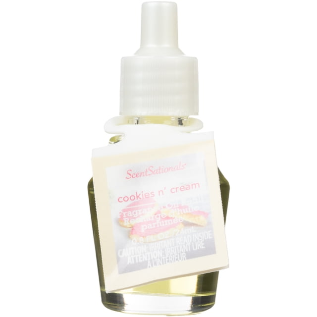 ScentSationals Scent Charm Oil - Bouteille de Recharge Biscuits et Crème avec 0,8 fl oz (24 ml) Huile Parfumée Jaune Translucide et Bouchon en Plastique Blanc, Conçue pour les Diffuseurs d'Huile ScentSationals pour Créer un Parfum Chaleureux et Invitant dans Toute Pièce Ou Bureau.