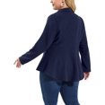 thumbnail image 3 of Agnes Orinda Women's Plus Size Blazer Button Notch Panel Ruffle Peplum Blazers 3X Navy Blue, 3 of 8