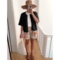 thumbnail image 3 of Gupgi Knitted Crop Cardigan for Women Short Sleeve Button Down Sweater Solid Color Ribbed Tops, 3 of 4