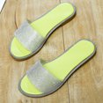 thumbnail image 4 of Womens Flat Sandals Rhinestone Clear Strap Open Toe Colorful Blingbling Non Slip Lightweight Breathable Summer Beach Sandals Yellow, 4 of 6