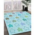 thumbnail image 3 of Ahgly Company Tapis de Zone Intérieur Lavables à la Machine, Carrés, de Style Transitionnel, Bleu Électrique, 7 Pi Carrés, 3 of 7