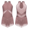 thumbnail image 1 of iefiel Fille Enfant Justaucorps à Franges à Pampilles Latin Rumba Salsa Tango Combinaison de Danse Robe Justaucorps Lyrique Rose Poudré 10, 1 of 6