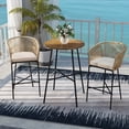 thumbnail image 1 of Costway 3 PCS Rope Woven Patio Bar Set with Soft Cushions and Acacia Wood Tabletop, 1 of 10
