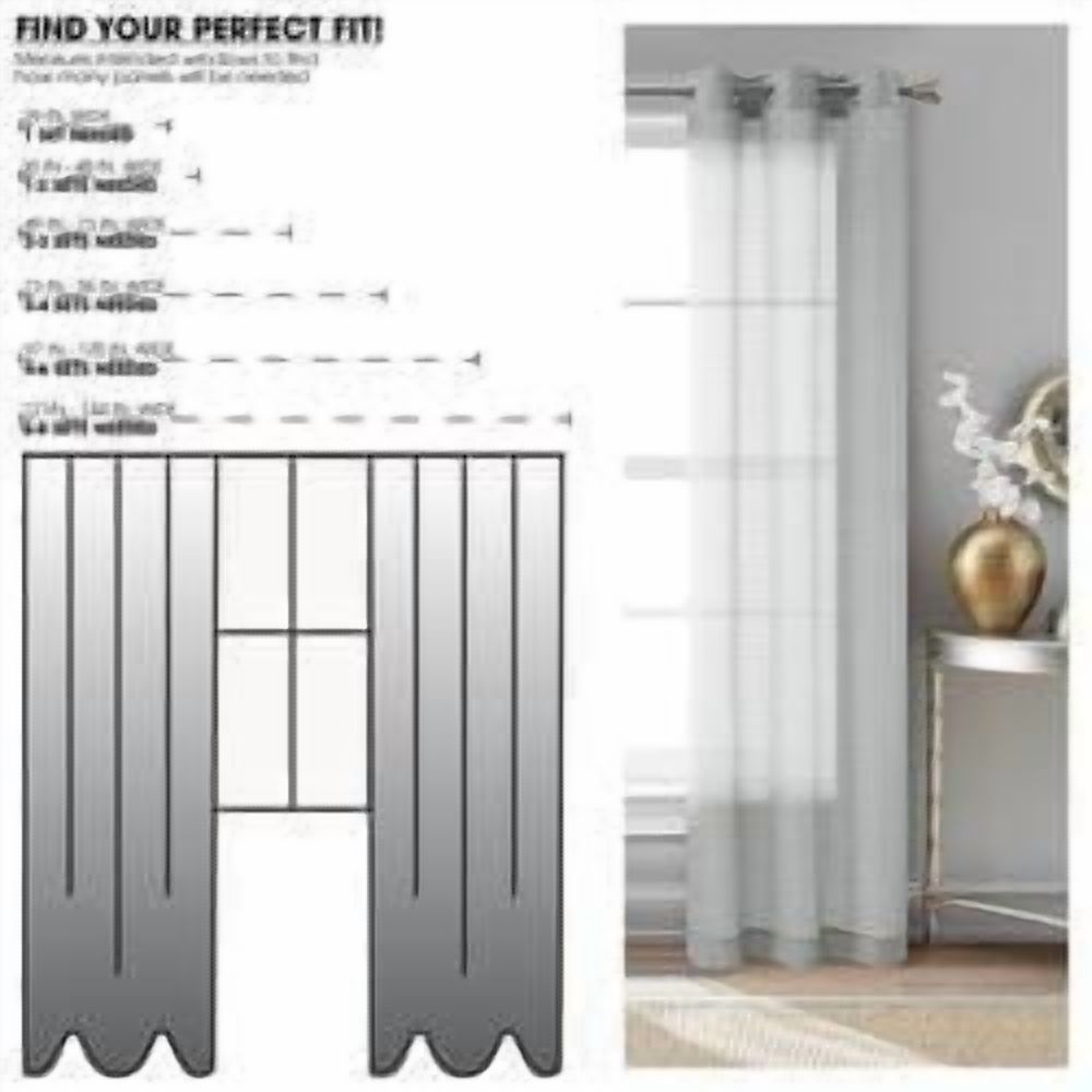 Ensemble de 2 panneaux de rideaux transparents Mainstays Windowpane, Blanc, 38" L x 84" H