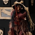 thumbnail image 4 of HUASHENG Sorcière Debout Animée d'Halloween Format Grand Sorcière Animatronique avec Phrases Préenregistrées Bras Articulés Rouges Lumineux Idéale pour la Déco Effrayante des Fêtes d'Halloween Accessoire Intérieur/extérieur, 4 of 4