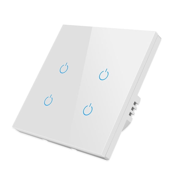 Smart Touch Wall Light Switch with Backlit Buttons, RF433 Wireless Control No WiFi Required, Tempered Glass Panel for Home Office Garage Lighting, 1-4 Gang for CONFIGURATIONS in Black White
