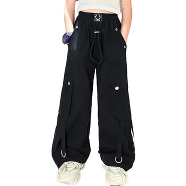 Pantalon Cargo pour Filles Taille Haute à Jambe Grand Joggers pour Danse Décontractée et Activités de Plein Air