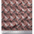thumbnail image 1 of Soimoi Red Rayon Fabric Text & Crow Bird Print Sewing Fabric Yard 58 Inch Wide, 1 of 3