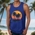 thumbnail image 2 of Sentmoon Débardeurs pour Hommes Été Sans Manches Col Rond T-Shirts pour Homme Imprimé Palmier Coupe Décontractée Grande Taille Course Chandails d'Entraînement pour Hommes Vacances pour Courir par Temps Chaud Bleu Foncé m, 2 of 6