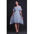 thumbnail image 4 of Bimba Robe Midi à Épaules Dénudées pour Femmes, Tunique à Manches Flottantes, Imprimé Floral Bleu - XXX-Large, 4 of 6