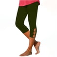 thumbnail image 1 of Timegard Womens Capri Pants Elastic Waisted Cutout Slim Solid Color Comfy Short Leggings Bottom Trousers, 1 of 7