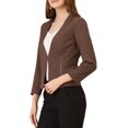 thumbnail image 4 of INSPIRE CHIC Women's Workwear Zipper Collarless Cropped Blazer XS Coffee, 4 of 7
