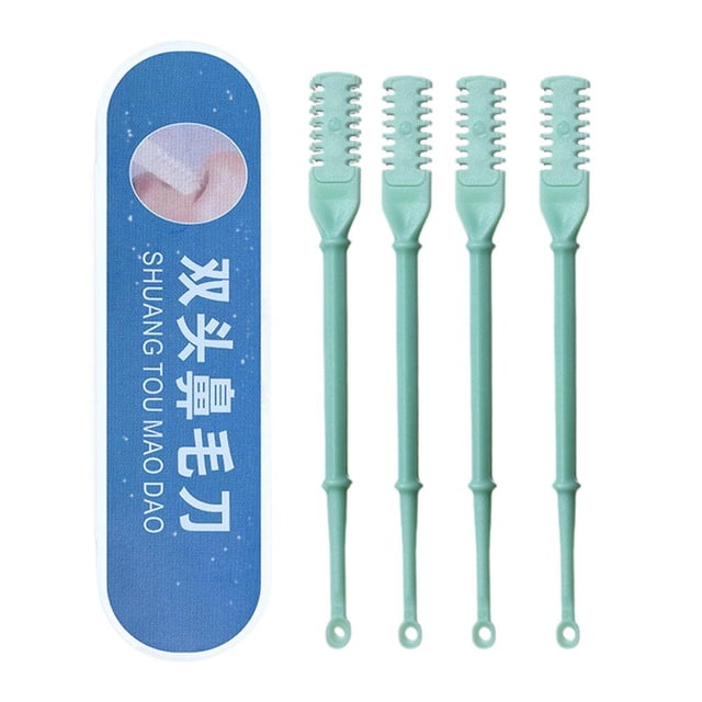Double-Headed Nose Hair Trimmer & Ear Pick, Manual Nose Scissors, Portable Grooming Tool, Safe Round Tip, Easy Clean