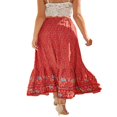 thumbnail image 4 of Womens Summer Fall Boho Floral Half Skirt High Waist A-Line Front Button Ruffle Beach Maxi Skirt S-XL, 4 of 7